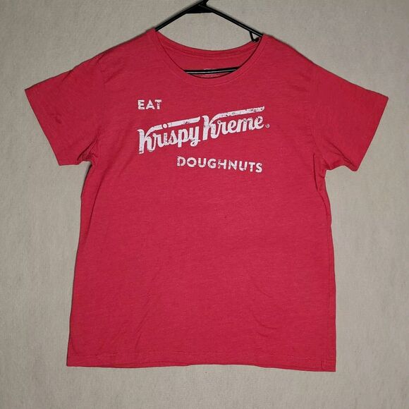KRISPY KREME Red T-Shirt Mens XL 'Eat Krispy Kreme Doughnuts' Soft Material - Picture 1 of 8